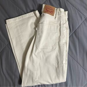 Levis Off White Mile High Cropped Wide Leg Jeans